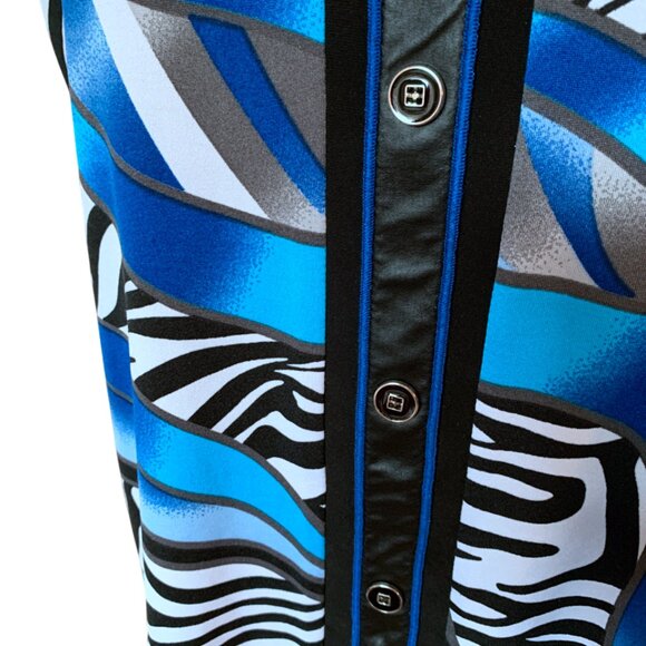 MODE VIN ROUGE - Sleeveless blouse abstract zebra patterns Blue Black / XL - Picture 3 of 7